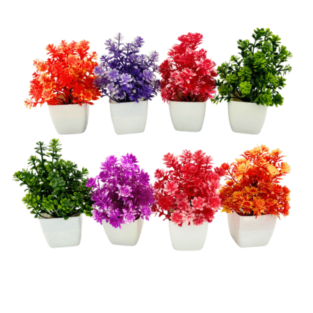 Artificial Plants with Pot Showcase Decoration Plants Flowers | Fake Plant | Artificial Plants for Home Decor Office Gifting Plants Decorative (Pack Of 8) (RV-AP22)